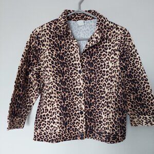 Allison Taylor Women's Leopard Animal Print Short blazer or bomber jacket Sz M
